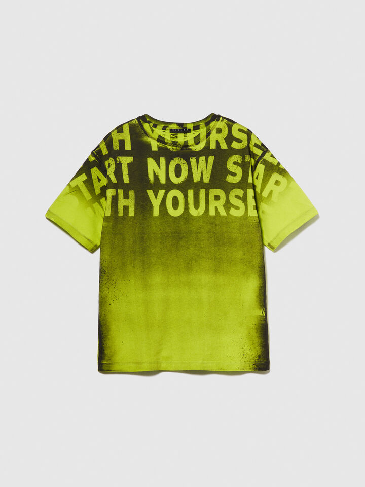 Fade effect t-shirt - boys' short sleeve t-shirts - Neon Yellow | Sisley Young image number 1
